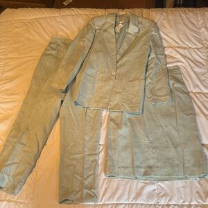 Light Blue Blazer and Skirt Set